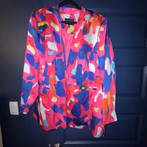 Eloquii Pink Multi-Color Abstract Print Blazer